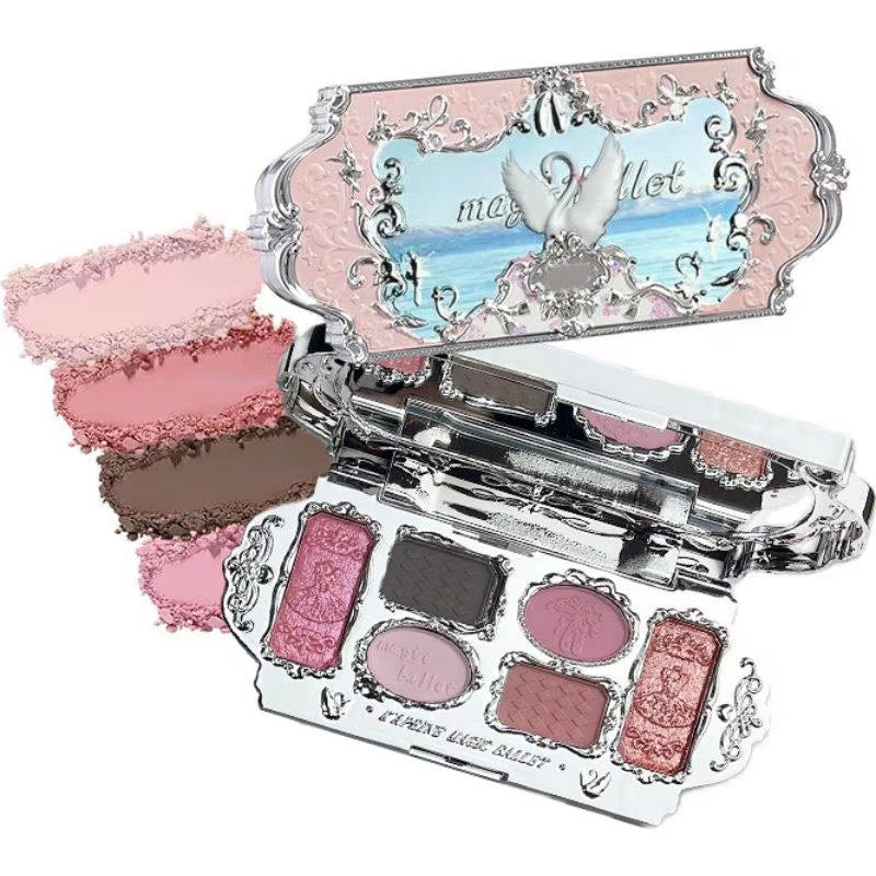 Magic Ballet Eyeshadow Palette Swan Ballet Eyeshadow Palette Matte Fine Shimmer Pearl Face Palette Glitter Eye Shadow