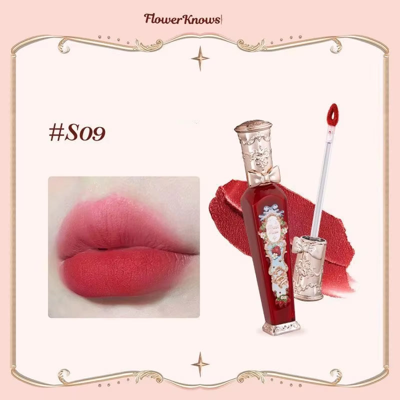 Flower Know Strawberry Rococo Cloud Liquid Lipstick Cream Lip Glaze Matte Milk Tea Korean Makeup Long Lasting Lipgloss
