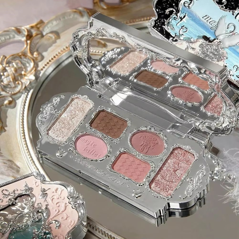 Magic Ballet Eyeshadow Palette Swan Ballet Eyeshadow Palette Matte Fine Shimmer Pearl Face Palette Glitter Eye Shadow