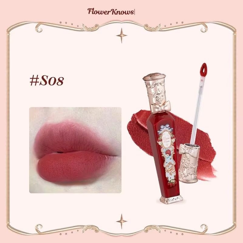 Flower Know Strawberry Rococo Cloud Liquid Lipstick Cream Lip Glaze Matte Milk Tea Korean Makeup Long Lasting Lipgloss