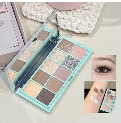 Makeup Kit Include 4 Matte Lipgloss,1 Face Blusher,1 Pressed Powder,1 Eyesshadow Palette,1 Contour Palette with Necklace